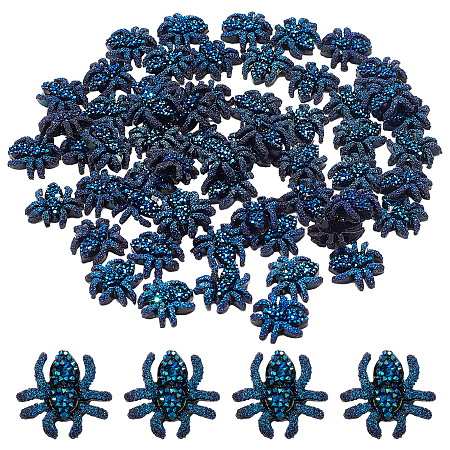 GORGECRAFT 60Pcs 13mm Halloween Spider Flatback Charms Opaque Resin Cabochons Spider Buttons Sew On Christmas Scrapbooking Embellishments & Decorations with Rhinestone for Crafts