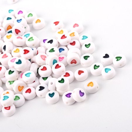 NBEADS about 3600pcs/500g Opaque Acrylic Heart Mixed Color Alphabet Beads