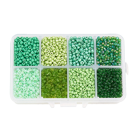 PandaHall Elite 8/0 Round Glass Seed Beads, Mixed Style, Mixed Color, 3mm, Hole: 0.8mm; about 4200pcs/box