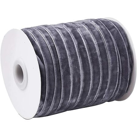 CHGCRAFT 50 Yards Gray Single Face Velvet Ribbon for Christmas Wedding Wrapping Crafts Decoration Favors