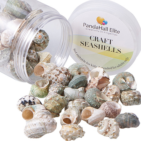 PandaHall Elite 1Box (About 170g) Spiral Seashells Beads Pendants Charms with Holes for Craft Making, Home Decoration, Beach Party, Fish Tank and Vase Fillers (Dark Khaki)