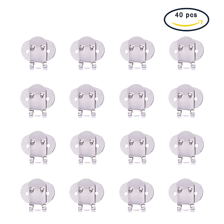 PandaHall Elite 40 Pcs Stainless Steel Flat Blank Shoe Clips Length 31mm for DIY Crafts Decoration