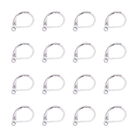 ARRICRAFT 100 Pcs 304 Stainless Steel Lever Back Earring Hooks Earwire with Open Loop 15x10x1.5mm for Jewelry Making