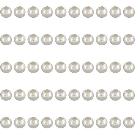 SUNNYCLUE 1 Box 50PCS Sterling Silver Beads Round Ball Beads 3mm Round Spacer Beads for Bracelet Necklace Jewelry DIY Crafts Making