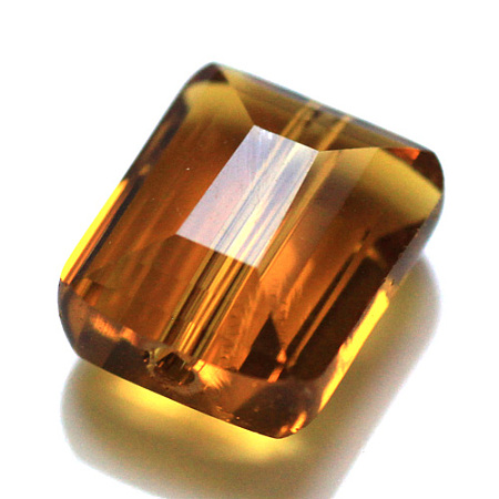 Honeyhandy Imitation Austrian Crystal Beads, Grade AAA, Faceted, Rectangle, Goldenrod, 10x12x5.5mm, Hole: 0.9~1mm