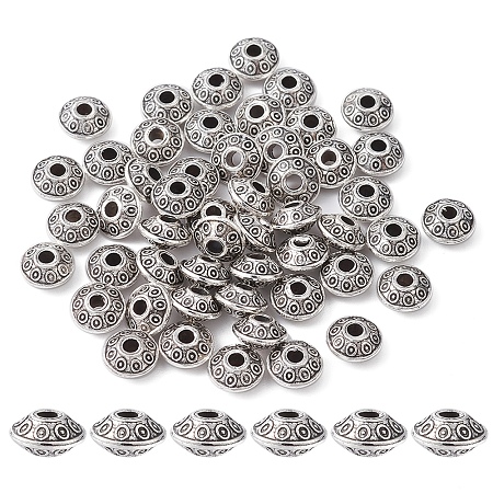 Honeyhandy Tibetan Style Alloy Spacer Beads, Rondelle, Antique Silver, 6x3mm, Hole: 2mm