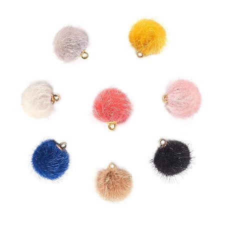 PandaHall Elite 80pcs 8 Colors Fabric Fur Metallic Pompoms Earrings Charms DIY Fluffy Ball for Tassel Earrings Charm Pendant Jewelry Making