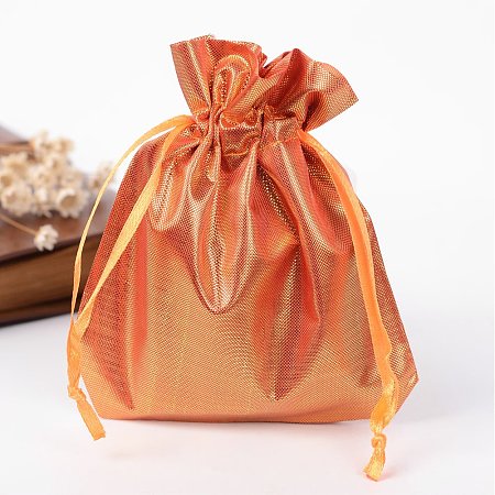 NBEADS 10 Pcs 4.7x3.5 Inch DarkOrange Gift Bags Samples Pouches Drawstring Bags Jewelry Pouches Favor Bags