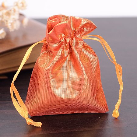 NBEADS 10 Pcs 3.5x2.6 Inch DarkOrange Gift Bags Samples Pouches Drawstring Bags Jewelry Pouches Favor Bags