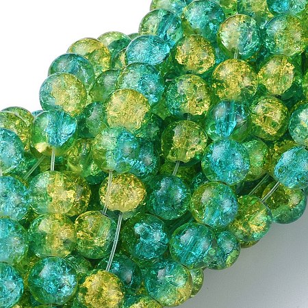 Arricraft Crackle Glass Beads Strands, Round, Medium Turquoise, 8mm, Hole: 1.3~1.6mm, 31.4 inches