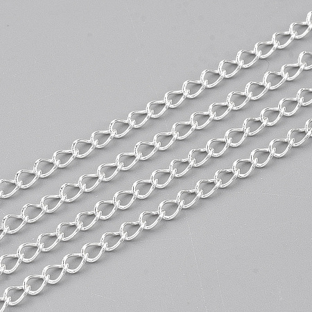 Honeyhandy 304 Stainless Steel Curb Chains, Twisted Chains, Soldered, Silver Color Plated, 4x2.5x0.5mm