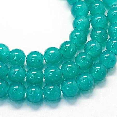 ARRICRAFT Baking Painted Imitation Jade Glass Round Bead Strands, Dark Cyan, 4.5~5mm, Hole: 1mm, about 210pcs/strand, 31.4 inches