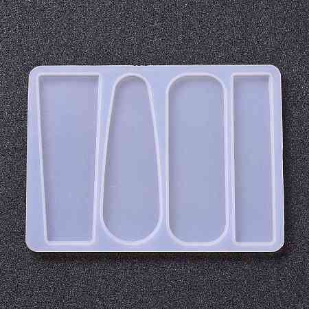 Honeyhandy DIY Silicone Hair Clip Molds, Resin Casting Molds, for UV Resin, Epoxy Resin Jewelry Making, Rectangle & Teardrop & Column, White, 78x104x3.5mm, Inner Diameter: 70x16~25mm