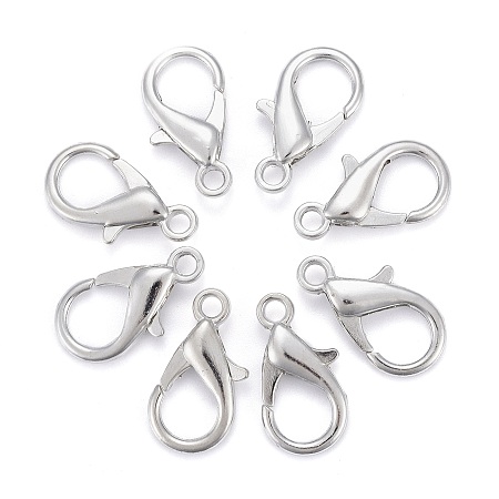 ARRICRAFT Platinum Plated Zinc Alloy Lobster Claw Clasps, Parrot Trigger Clasps, Cadmium Free & Lead Free, 21x12mm, Hole: 2mm