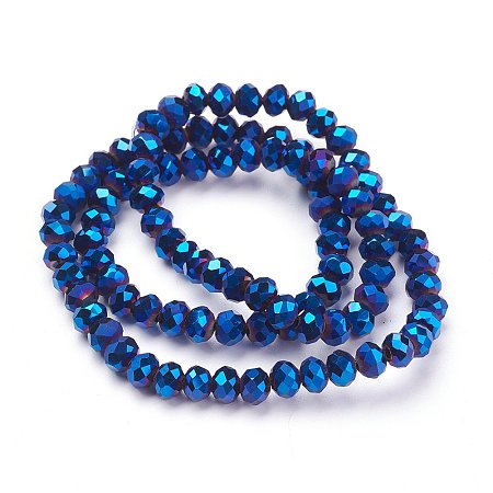 NBEADS 1 Strand 6mm Blue Plated Glass Abacus Bead Strand about 100pcs/strand 17.7 inch for Jewelry Making and Beading Decoration Beads