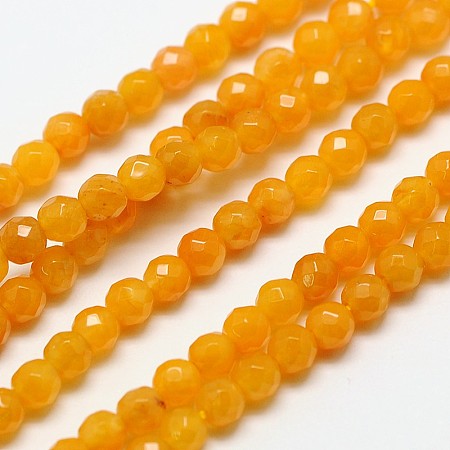 Honeyhandy Natural Topaz Jade Bead Strands, Faceted Round, 3mm, Hole: 0.8mm, about 126pcs/strand, 15 inch