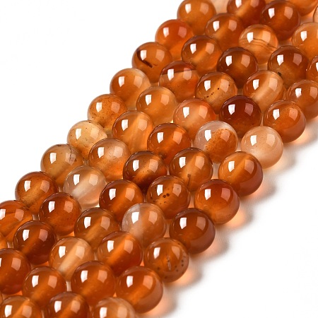 Honeyhandy Natural Carnelian Beads Strands, Round, 8mm, Hole: 0.7mm, about 48pcs/strand, 14.96 inch(38cm)
