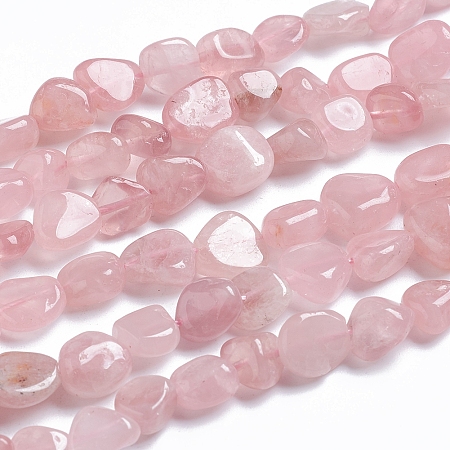 Honeyhandy Natural Rose Quartz Beads Strands, Tumbled Stone, Nuggets, 5~11x4~9x4~10mm, Hole: 0.8mm, about 45pcs/strand, 15.75 inch(40cm)