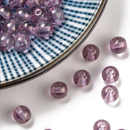 Arricraft Czech Glass Beads, Round, Pink, 6mm, Hole: 0.8mm, about 35pcs/10g