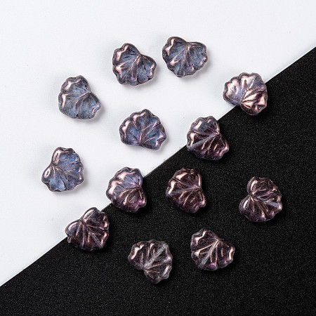 Arricraft Czech Glass Beads, Maple Leaf, Slate Blue, 10.5x13x4mm, Hole: 0.8mm, about 11pcs/10g
