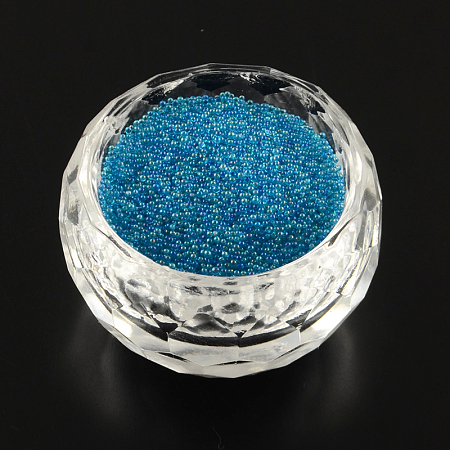 Honeyhandy AB-Color Plated DIY 3D Nail Art Decoration Mini Glass Beads, Tiny Caviar Nail Beads, Dodger Blue, 0.6~0.8mm