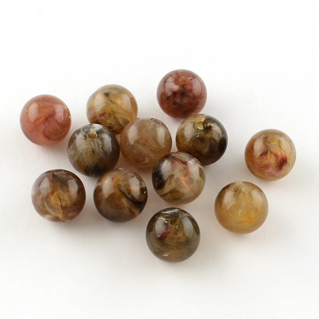 Honeyhandy Round Imitation Gemstone Acrylic Beads, Sienna, 8mm, Hole: 2mm