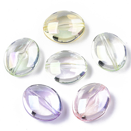ARRICRAFT Transparent Acrylic Beads, AB Color Plated, Oval, Mixed Color, 23x19x11mm, Hole: 1.8mm