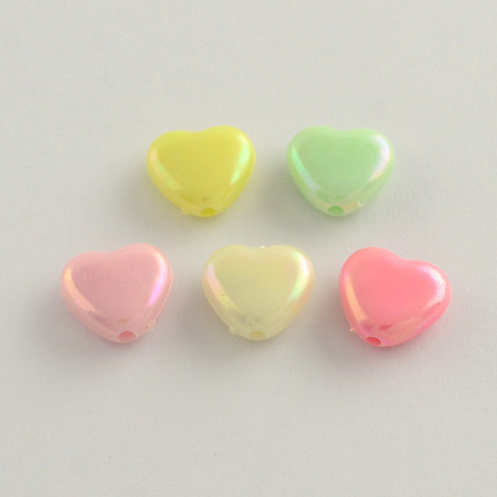 Arricraft AB Color Plated Heart Acrylic Beads, Mixed Color, 11x12x5mm, Hole: 2mm