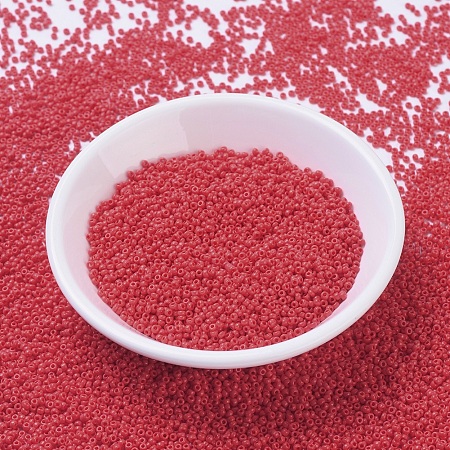 MIYUKI Round Rocailles Beads, Japanese Seed Beads, 11/0, (RR407) Opaque Vermillion Red, 2x1.3mm, Hole: 0.8mm, about 1111pcs/10g