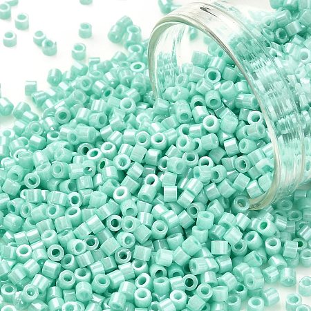 Honeyhandy Cylinder Seed Beads, Opaque Colours Luster, Uniform Size, Aquamarine, 2x1.5mm, Hole: 0.8mm, about 888pcs/10g