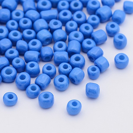 ORNALAND 6/0 Baking Paint Glass Seed Beads, Dodger Blue, 4~5x3~4mm, Hole: 1~2mm, about 1600pcs/bag