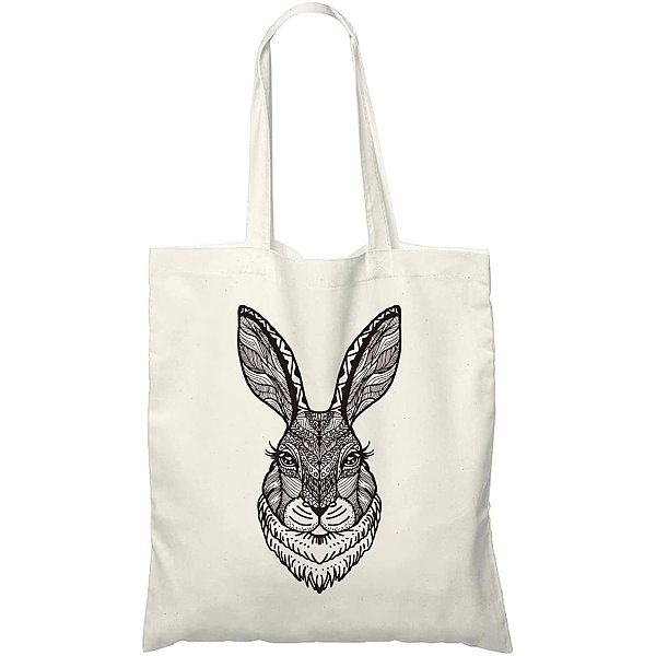 FINGERINSPIRE Canvas Tote Bag Shopping Bags (15x13 Inch, Sketch Rabbit ...