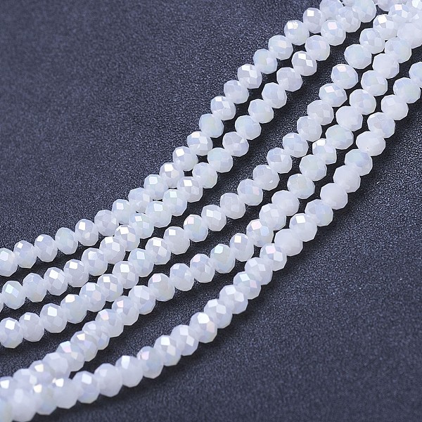 Honeyhandy Electroplate Glass Beads Strands Imitation Jade Beads Ab Color Plated Faceted 9464