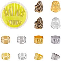 Metal Sewing Thimbles, with Iron Sewing Needles, for Craft Accessories DIY Sewing Tools, Mixed Color