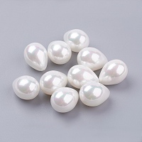 Honeyhandy Shell Pearl Half Drilled Beads, teardrop, White, 16~16.5x12mm, Hole: 1mm