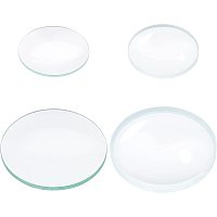 AHANDMAKER 4 Pcs Physical Optical Experiment Kit, 2 Size Clear Glass Lens Science Mirrors Flat Round Convex Lens for Art Lab Supplies Physics Teaching