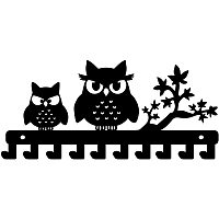 Arricraft Iron Wall Hook Owl Metal Art Wall Hangers Decorative Organizer Rack with 10 Hooks for Bag Clothes Key Scarf Wall Decoration Black (5.9x13in)