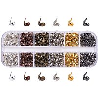 Arricraft 600pcs 6 Color Bead Tips Knot Covers, 8x4mm Metal Open Clamshell Fold-Over Bead Tips Knot Covers End Caps for Jewelry Making, Nickel Free