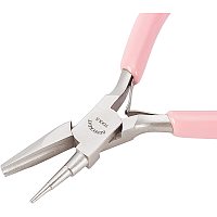 BENECREAT 5 Inch Wire Looping Pliers 3 Step Round Nose and Concave Pliers for Jewelry Making, Pink