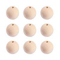 PandaHall Elite 30pcs 40mm Natural Round Wooden Beads Assorted Round Wood Ball Loose Spacer Beads for DIY Jewelry Craft Making Home Decorations Party Decorations