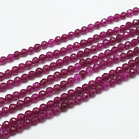 Honeyhandy Natural Quartz Beads Strands, Dye, Faceted, Round, Old Rose, 4mm, Hole: 0.5mm, about 92pcs/strand, 14.5 inch