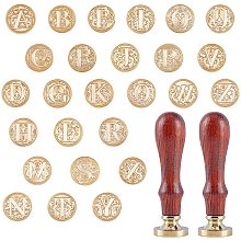 CRASPIRE Wax Seal Stamp Heads 26 Letters A-Z Alphabet Initial Brass Head Sealing Stamp with 2PCS Wooden Handle, Wax Letter Seal Stamp for Thanksgiving Christmas Halloween Invitations Card Gift Wrap