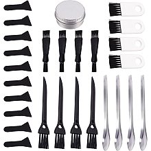 GORGECRAFT 23PCS Black Scrapers Brushes and Spoons Kit for Grinder Including Pollen Scraper Plastic Cleaning Brush Stainless Steel Spatula Micro Scoop Aluminium Tin Cans for Grinder