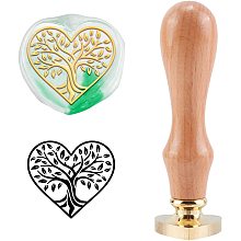 CRASPIRE Wax Seal Stamp Tree of Life Vintage Sealing Wax Stamps Heart Shape Removable Brass Head Sealing Stamp with Wooden Handle for Wedding Invitations Thanksgiving Valentine's Day Gift Wrap