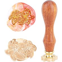 CRASPIRE Wax Seal Stamp Flower Vintage Sealing Wax Stamps Orchid Removable Brass Head Sealing Stamp with Wooden Handle for Christmas Wedding Invitations Xmas Thanksgiving Gift Wrap