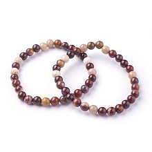 Honeyhandy Natural Mookaite Beads Stretch Bracelets, Round, 1-7/8 inch~2-1/8 inch(4.9~5.3cm), Beads: 6~7mm