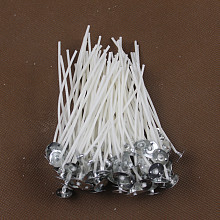 Honeyhandy Pre-Waxed Cotton Core Wicks, with Metal Sustainer Tabs, for DIY Candle Making, White, 9cm