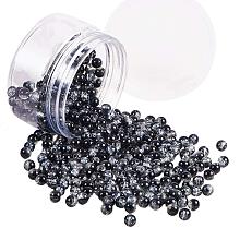 PandaHall Elite About 400pcs 6mm Black Crackle Glass Beads Round Assorted Beads for Bracelet Necklace Earrings Jewelry Making