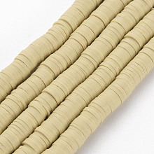 Honeyhandy Handmade Polymer Clay Beads Strands, for DIY Jewelry Crafts Supplies, Heishi Beads, Disc/Flat Round, Light Yellow, 6x0.5~1mm, Hole: 1.8mm, about 290~320pcs/strand, 15.75 inch~16.14 inch(40~41cm)