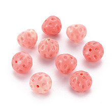 Honeyhandy Synthetic Coral Beads, Dyed, Strawberry, Salmon, 12x11mm, Hole: 1.5mm